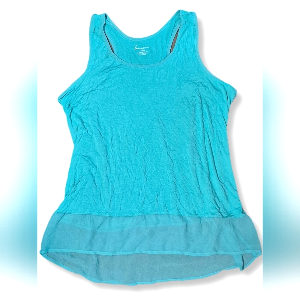 Lane Bryant Turquoise Layered Racerback Women's Stretch Tank Plus Size 18/20